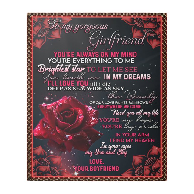 私のガールフレンドへの誕生日ギフト、カップル愛のギフト メタルプリント (正面)