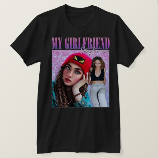 私のガールフレンド90sヴィンテージ名写真記念日 tシャツ (デザイン正面)