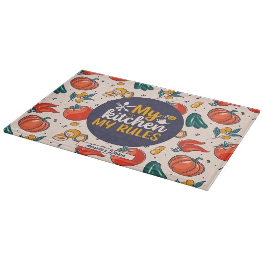 私のキッおもしろいチン私のルール野菜の食品パターン カッティングボード (角)