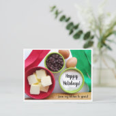 私のキッチンから届くホリデーシーズンのお菓子作りの材料 ポストカード (スタンド正面)