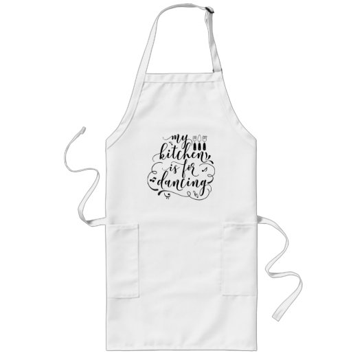 私のキッチンは踊り ロングエプロン (正面)