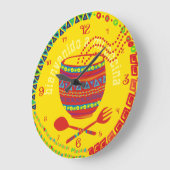 私のキッチンへようこそ蒸しメキシコのボウル ラージ壁時計 (傾斜)