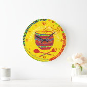 私のキッチンへようこそ蒸しメキシコのボウル ラージ壁時計 (ホーム)