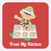 私のキッチンシールからのクリスマス小妖精や小人 スクエアシール (正面)