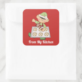 私のキッチンシールからのクリスマス小妖精や小人 スクエアシール