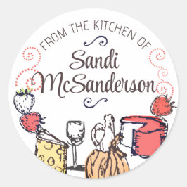 私のキッチンステッカーからチーズフルーツワイン ラウンドシール