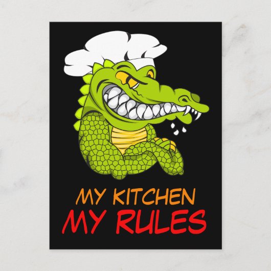 私のキッチン私のルール、アリゲーターシェフ、スポおもしろいート ポストカード (正面)