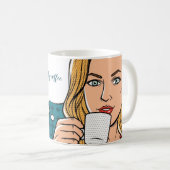 「私のキルティングはコーヒーで沸いている」11オンス。マグ コーヒーマグカップ (正面右)