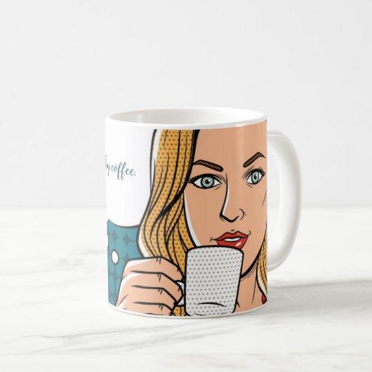 「私のキルティングはコーヒーで沸いている」11オンス。マグ コーヒーマグカップ (正面右)