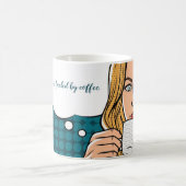 「私のキルティングはコーヒーで沸いている」11オンス。マグ コーヒーマグカップ (中央)