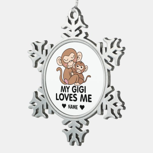 私のギギは私を愛している スノーフレークピューターオーナメント (右)