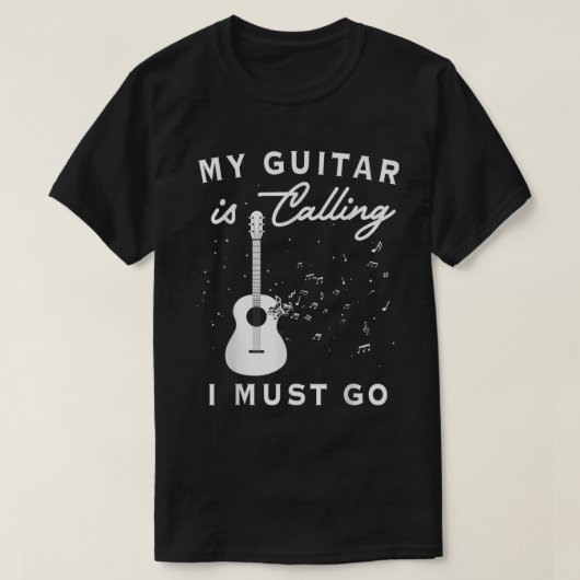 私のギターが呼んでいる ギタリストへのギフト メンズ Tシャツ (デザイン正面)