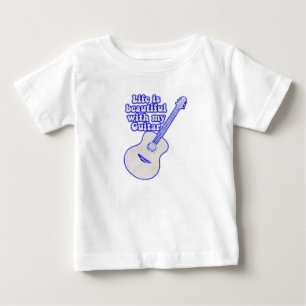 私のギターで人生は美しい。ヴィンテージブルー ベビーTシャツ