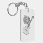 私のギターで人生は美しい。白黒 キーホルダー (正面左)