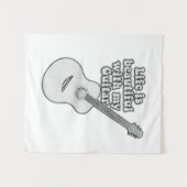 私のギターで人生は美しい。白黒 タペストリー (正面(横))