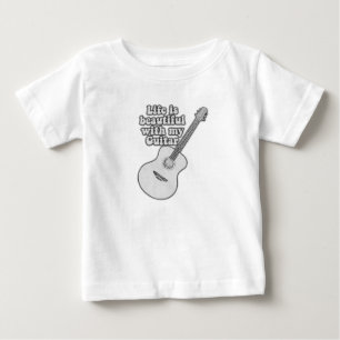 私のギターで人生は美しい。白黒 ベビーTシャツ