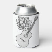 私のギターで人生は美しい。白黒 缶クーラー (缶正面)