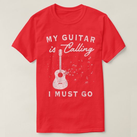 私のギターはギターギフトMを呼んでい男性へる Tシャツ (デザイン正面)