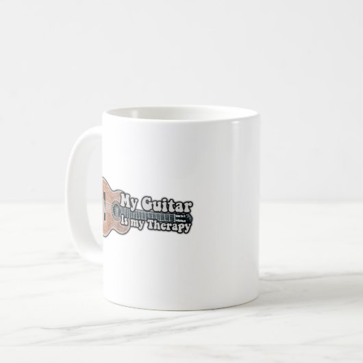 私のギターは私のセラピーだ。ヴィンテージブラウンギター コーヒーマグカップ (正面左)