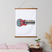 私のギターは私のセラピーだ。ヴィンテージ赤と青 吊り下げ型タペストリー (寝室)