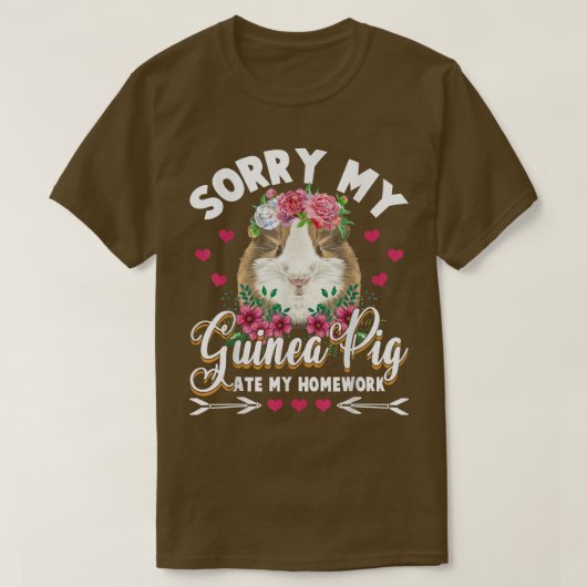 私のギニア豚食べ宿題子供たち学生Gごめんなさい Tシャツ (デザイン正面)