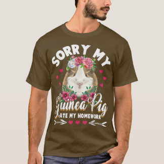 私のギニア豚食べ宿題子供たち学生Gごめんなさい Tシャツ