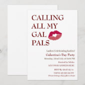 私のギャルフレンドたちへ！ガレンティーンズデーの女子会 招待状 (正面/裏面)