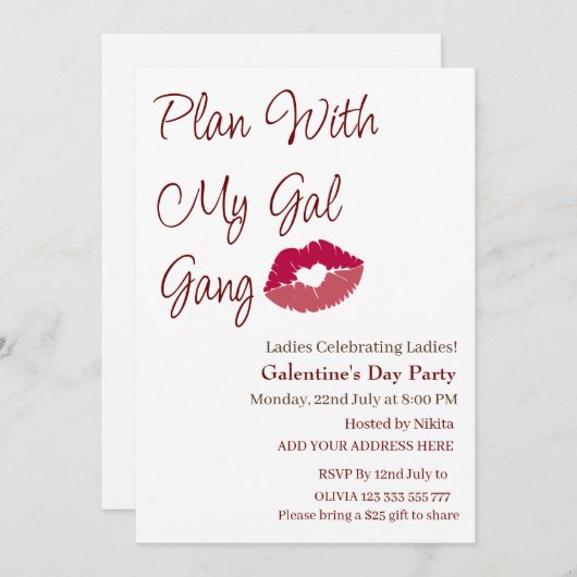 私のギャル集団ガレパーソナライズされたンティンの日で計画 招待状 (正面/裏面)