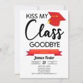 私のクラスにキスして卒業 赤黒 卒業式 招待状 (正面)
