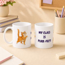 私のクラスは完璧 猛暑のオレンジ色の猫 紫色の先生 コーヒーマグカップ