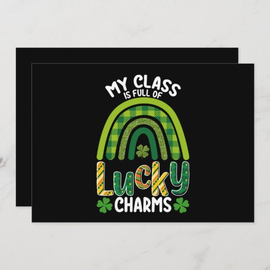 私のクラスは幸運なチャームが満載のセントパトリックの日 招待状 (正面/裏面)