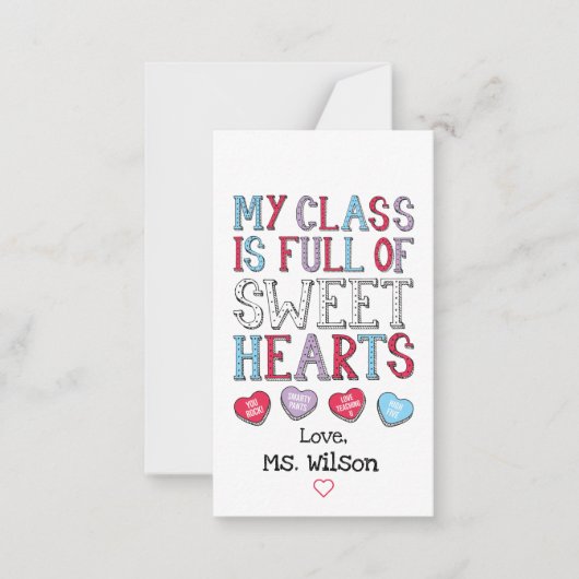 私のクラスは愛に満ちた生徒がいっぱい バレンタイン ノートカード (正面)