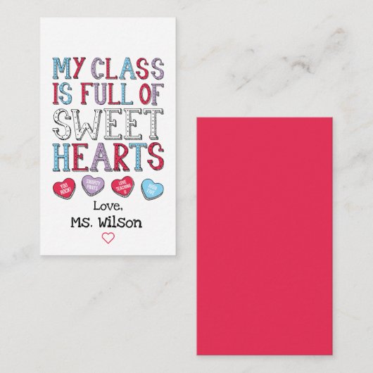 私のクラスは愛に満ちた生徒がいっぱい バレンタイン ノートカード (正面/裏面)