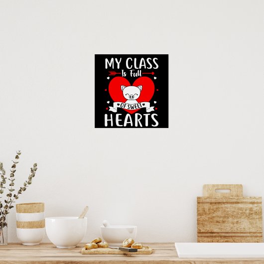私のクラスは甘いバレンタインのハートでいっぱいだ ポスター (キッチン)