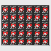 私のクラスは甘いバレンタインのハートでいっぱいだ ラッピングペーパー (フラット)