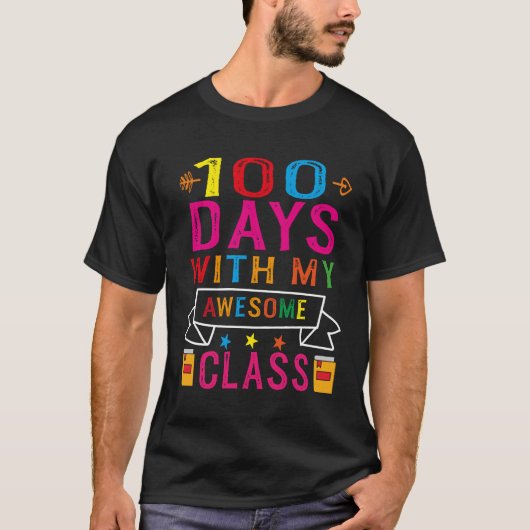 私のクラス100の素晴らし日と100日 Tシャツ (正面)