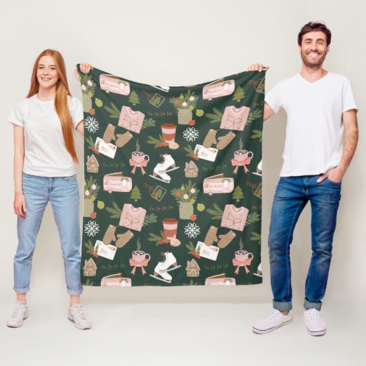 私のクリスマスのお気に入りのいくつかはダークグリーン フリースブランケット (インサイチュ)