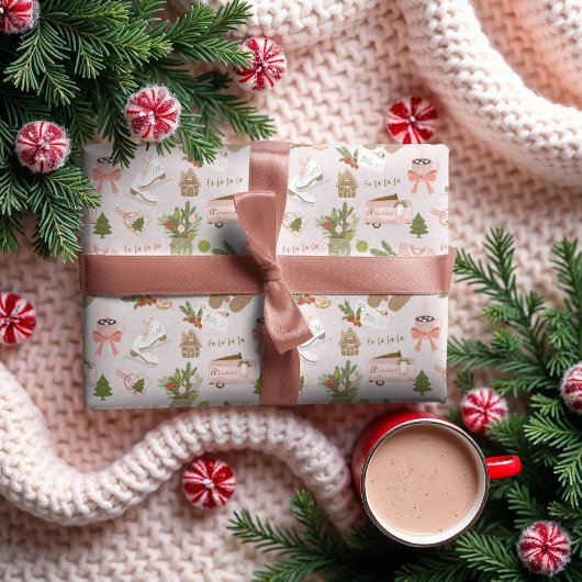 私のクリスマスのお気に入りのもの幾つかのモノグラム ラッピングペーパー