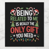 私のクリスマスの家族おもしろいのクリスマスと関係がある ワインラベル (シングルラベル)