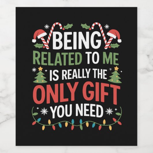 私のクリスマスの家族おもしろいのクリスマスと関係がある ワインラベル (シングルラベル)