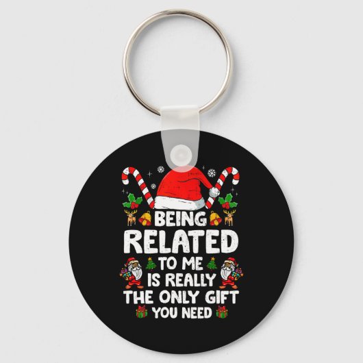 私のクリスマスの家族おもしろいのクリスマスPaに関係している キーホルダー (正面)