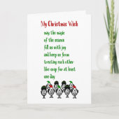 私のクリスマスの願い – 陽気なおもしろいクリスマスの詩 シーズンカード (正面)