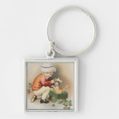 私のクリスマスウィッシュキッドがおもちゃを観察 キーホルダー (正面)