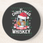 私のクリスマススピリットはウイスキーの醜いセータークリスマスP コースター (正面)