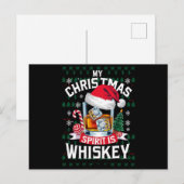 私のクリスマススピリットはウイスキーの醜いセータークリスマスP シーズンポストカード (正面/裏面)