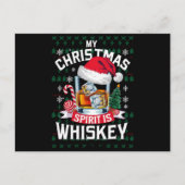 私のクリスマススピリットはウイスキーの醜いセータークリスマスP シーズンポストカード (正面)