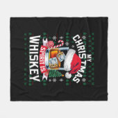 私のクリスマススピリットはウイスキーの醜いセータークリスマスP フリースブランケット (正面(横))