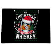 私のクリスマススピリットはウイスキーの醜いセータークリスマスP ラージペーパーバッグ (正面)