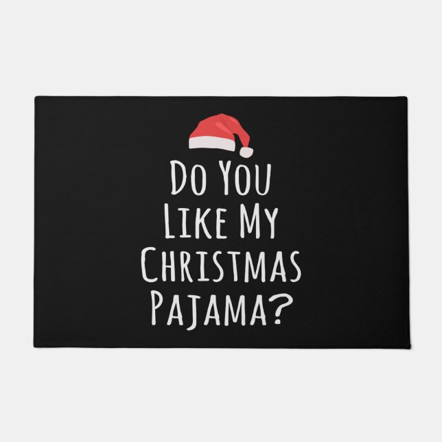 私のクリスマスパジャマが好き ドアマット (正面)