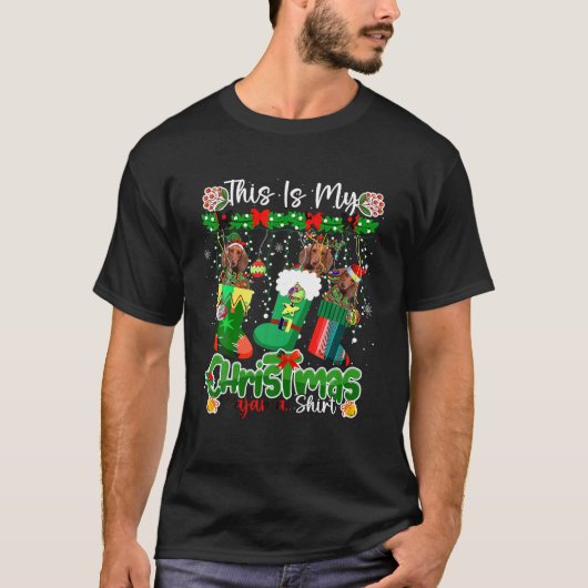 私のクリスマスパジャマシャツSanta Dachshundsのクリスマス Tシャツ (正面)
